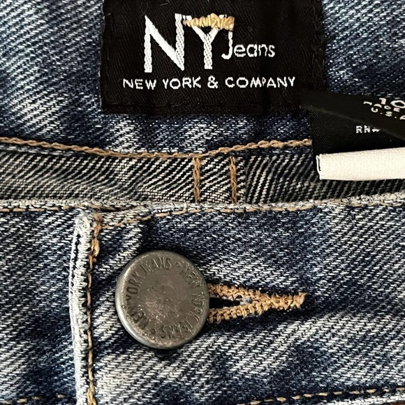 NEW York & Co Sz 10 Denim Mom Shorts Vintage 100% Cotton High Waisted Cuffed USA - Picture 4 of 8